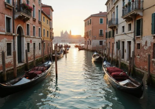 Vistas de las góndolas de Venecia.