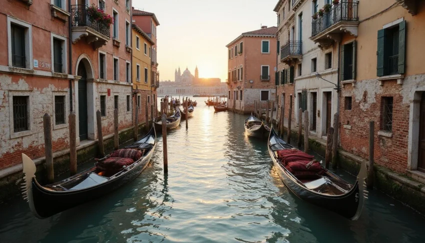 Vistas de las góndolas de Venecia.